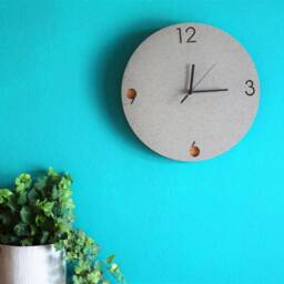 Cuckoo Clock With Gold Wire Bird - Concrete & Wood Square Wall Modern Minimalist Gift Idea Home Decor - thumbnail 4