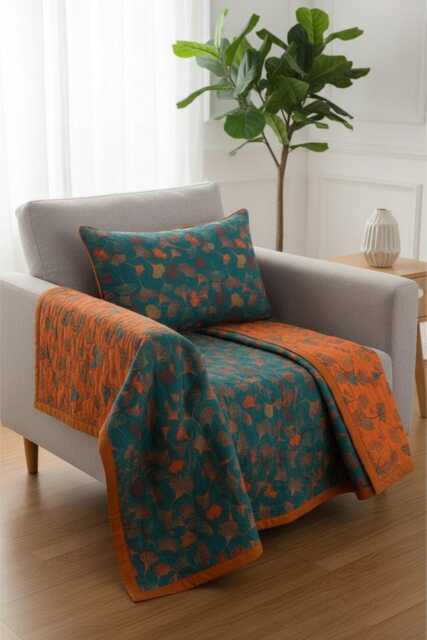 Botanical Throw Blanket Teal Floral Sofa Boho Bedspread Modern Home D??cor Accent - image 1