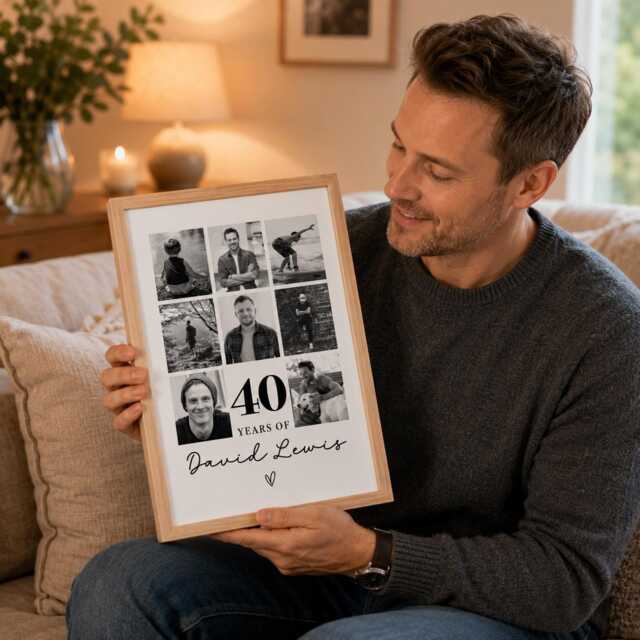 40Th Birthday Photo Print Frame, Gift, Collage, Print, Collage For Friend, Friend Art - image 1