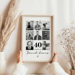 40Th Birthday Photo Print Frame, Gift, Collage, Print, Collage For Friend, Friend Art - thumbnail 2