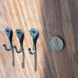 Forged Mini Hooks - 3 Pack, Blackened Steel, Jewelry/Key Organizer - thumbnail 2