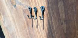 Forged Mini Hooks - 3 Pack, Blackened Steel, Jewelry/Key Organizer - thumbnail 1