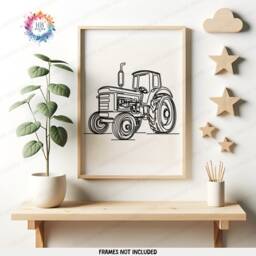 Tractor Line Art Posters - Set Of 3 Prints - Boys Bedroom Artwork Farm Wall Tractors Print Farmyard Nursery Decor Gift Farmer - thumbnail 3