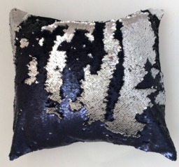 Silver Mermaid Pillow, Navy Reversible Pillow Cover, Throw Decor, Decorative Furnishing, And - thumbnail 1