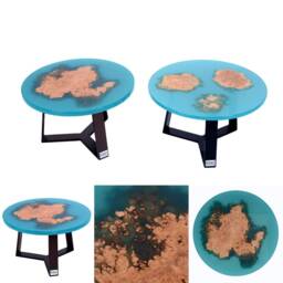Burl Wood River Coffee Table - Epoxy Resin Island - thumbnail 4