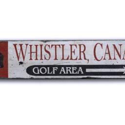 Golfer Gift, Custom Golf Sign, Rustic Wall Decor, Whistler Canada - Hand Made Distressed Wood Decor - thumbnail 2
