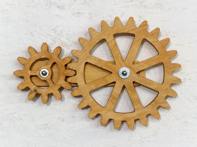 Mechanical Wall Art. Kinetic Art Decor. Rotating Wooden Gears Decor Sculpture. Steampunk - image 1