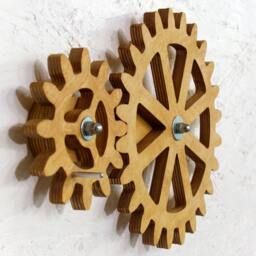 Mechanical Wall Art. Kinetic Art Decor. Rotating Wooden Gears Decor Sculpture. Steampunk - thumbnail 3