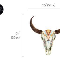 Animal Skull Wall Decal, Native Culture Decor, Shaman Sticker, Spiritual Ritual Pattern Repositionable Sticker #12W - thumbnail 2