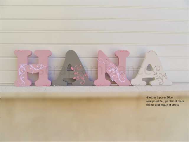 Wooden First Name Letter, Personalized Baby Name, Arabesque & Rhinestone Theme - image 1