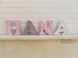 Wooden First Name Letter, Personalized Baby Name, Arabesque & Rhinestone Theme - thumbnail 1