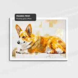 Corgi Abstract Dog Gold Style Oil Painting Framed Poster Print Or Canvas Wall Decor Art Bedroom Home Interior Gift For Pet Lover - thumbnail 3