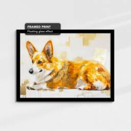 Corgi Abstract Dog Gold Style Oil Painting Framed Poster Print Or Canvas Wall Decor Art Bedroom Home Interior Gift For Pet Lover - thumbnail 2