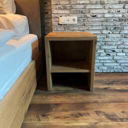 Solid Wood Bedside Table in Oak & Walnut, Modern With Wooden Or Metal Legs, Individually Customizable, Made-To-Measure Nightstand - thumbnail 2