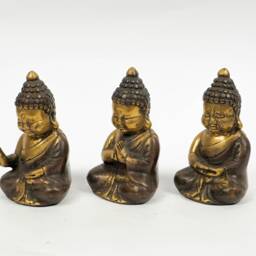 Brass Three Wise Buddha - Set Of 3, 3.1 Inch Unique Figurine, Sculpture, Meditation, Spiritual, Outdoor Decor, Handmade, Home Gifts - thumbnail 3
