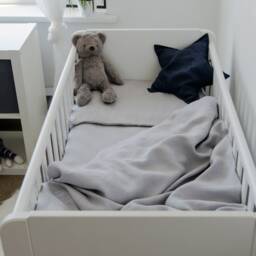 Organic Light Grey Linen Bedding Set Fitted Sheet, Duvet Cover, Pillowcase, For Baybies, Toddlers, Kids - thumbnail 2