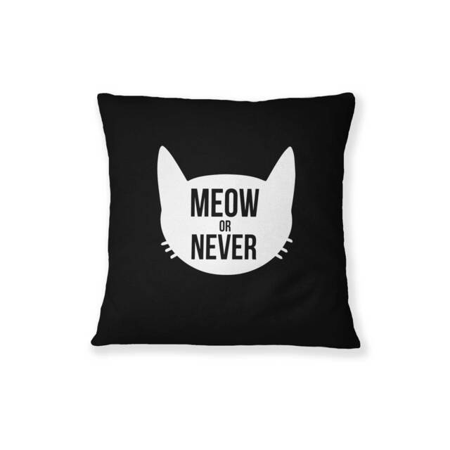 Meow Or Never Cat Pillowcase Handmade Cotton Throw Pillow - image 1