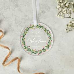 Newly Wed Christmas Ornament - Personalised Frosted Bauble Acrylic Material, First Gift, Customizable - thumbnail 4