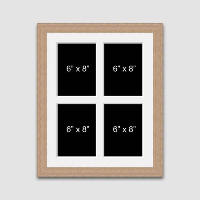 Multi Photo Picture Frame - 4 Apertures 6x8 Photos 20mm Oak Veneer - image 1