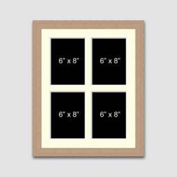 Multi Photo Picture Frame - 4 Apertures 6x8 Photos 20mm Oak Veneer - thumbnail 2