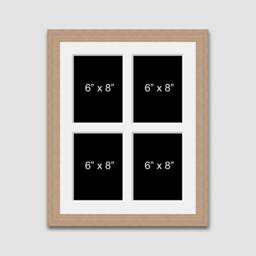 Multi Photo Picture Frame - 4 Apertures 6x8 Photos 20mm Oak Veneer - thumbnail 1