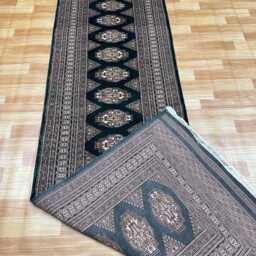 2.6x9 Emerald Green Bokhara Rug - Runner Hallway Luxury Bukhara Fine Quality Woolen Afghan - thumbnail 4