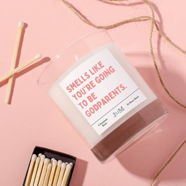 Godparents Gift. Couple Godparents Proposal. Going To Be A Godparent. Candle Gift Cheeky Godparent - image 1