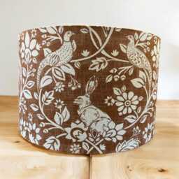 Heathland, Terracotta, Rust, Hares & Pheasants. Drum Lamp, Pendant Shade - thumbnail 1