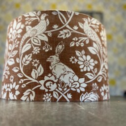 Heathland, Terracotta, Rust, Hares & Pheasants. Drum Lamp, Pendant Shade - thumbnail 4