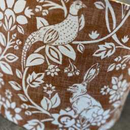 Heathland, Terracotta, Rust, Hares & Pheasants. Drum Lamp, Pendant Shade - thumbnail 3