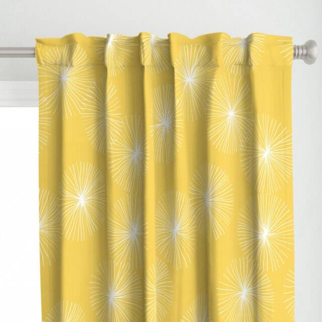 Mid Century Modern Curtain Panel - Retro Inspired Atomic Era 1950S 1960S Dandelion Custom Yellow By Friztin - image 1