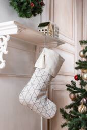 Luxury Damask Christmas Stockings in Shades Of Silver
