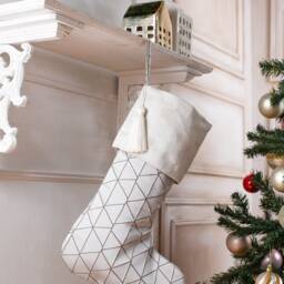 Luxury Damask Christmas Stockings in Shades Of Silver - thumbnail 2