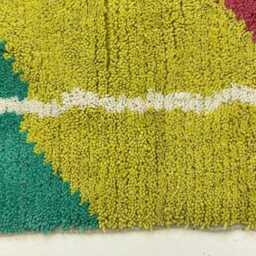 Handmade Orange Berber Wool Rug Moroccan Beni Ourain Style - thumbnail 3