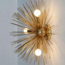 Mid Century Brass Starburst Wall Sconce, Urchin Light - thumbnail 2