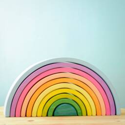 Handmade Wooden Rainbow Stacker Toy - Waldorf, Montessori Play - thumbnail 1