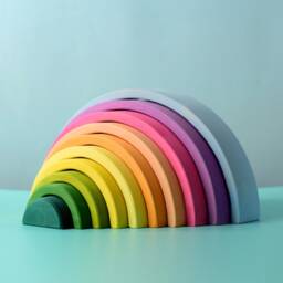 Handmade Wooden Rainbow Stacker Toy - Waldorf, Montessori Play - thumbnail 2