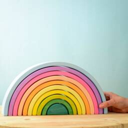 Handmade Wooden Rainbow Stacker Toy - Waldorf, Montessori Play - thumbnail 3