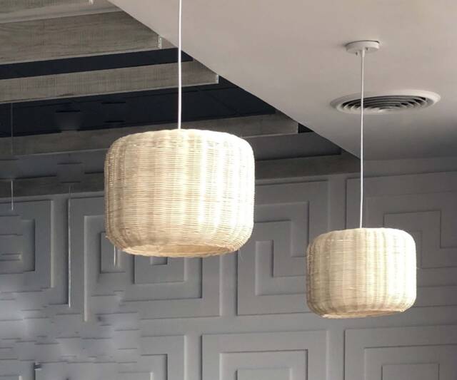 Handwoven Rattan Pendant Light, Rustic Farmhouse Lighting - image 1