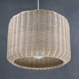 Handwoven Rattan Pendant Light, Rustic Farmhouse Lighting - thumbnail 3