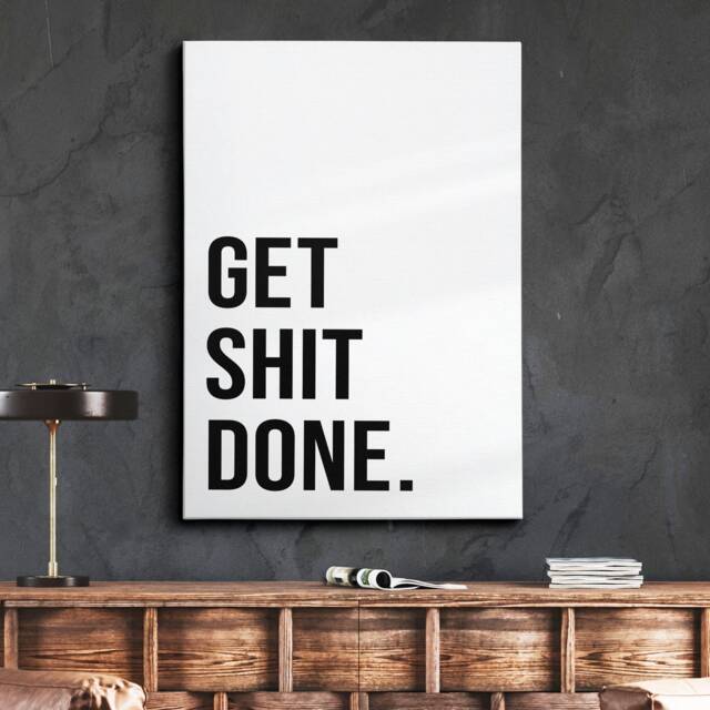 Get Sht Done Quote Minimal Style Motivational Inspirational, Framed Canvas Wall Art Poster Print, Home Office & Room Decor, Gift Idea - image 1