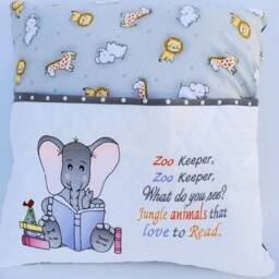 Elephant Baby Gift, Jungle Nursery Decor, Personalized Reading Pillow, Pocket Pillow - thumbnail 2