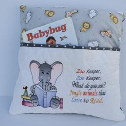 Elephant Baby Gift, Jungle Nursery Decor, Personalized Reading Pillow, Pocket Pillow - thumbnail 4