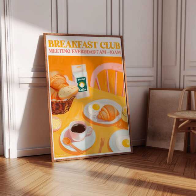 Breakfast Club Wall Art Print, Kitchen Dining Room Decor, Modern Poster, Foodie Artwork, Fun Gift For Food Lovers - image 1