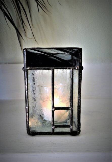 Single Candle Holder With Black Glass Rim - image 1