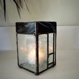 Single Candle Holder With Black Glass Rim - thumbnail 3