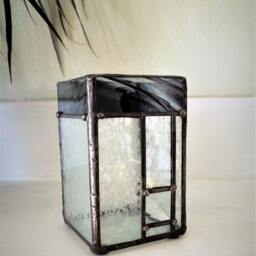 Single Candle Holder With Black Glass Rim - thumbnail 2