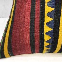 Vintage Turkish Kilim Pillow Cover, Handwoven Throw Cushion - 20x20 - thumbnail 3