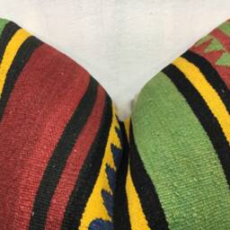 Vintage Turkish Kilim Pillow Cover, Handwoven Throw Cushion - 20x20 - thumbnail 2