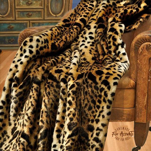 Plush Faux Fur Throw Blanket, Soft Traditional Brown Spotted Leopard Bedspread - Luxury Minky Cuddle Lining Accents Usa - image 1